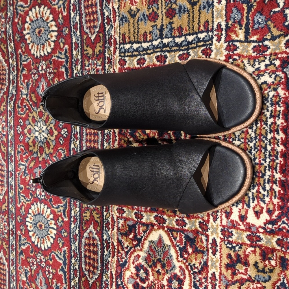 Sofft open toe heels boots, size 8